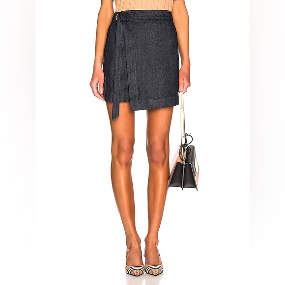 AG Denim Wrap Mini Skirt with Adjustable Tie Belt - Picture 2 of 8